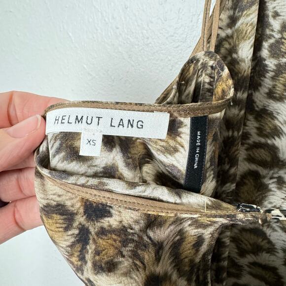 Helmut Lang Leopard Animal Print 100% Silk Wrap Tie Slip Tank Top - Picture 12 of 14